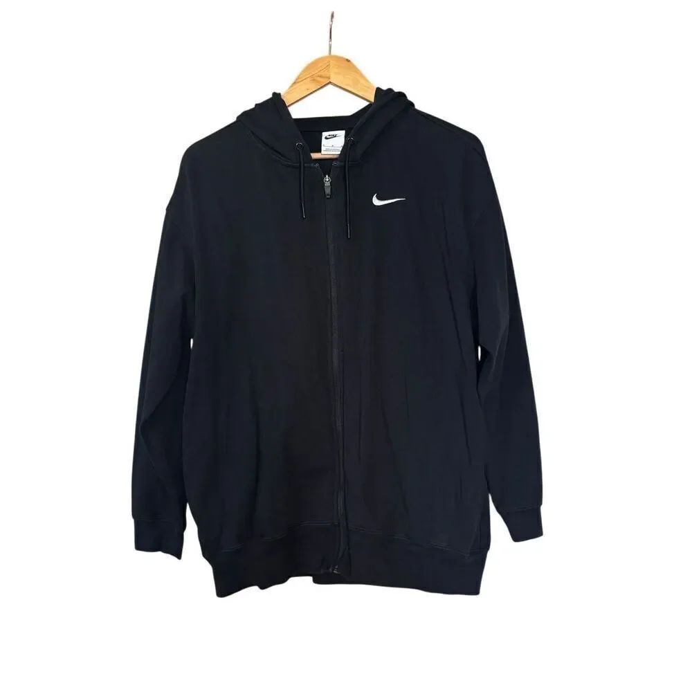 Nike Oversized Full-Zip Hoodie Jacket Black women’s Medium pockets oversized
